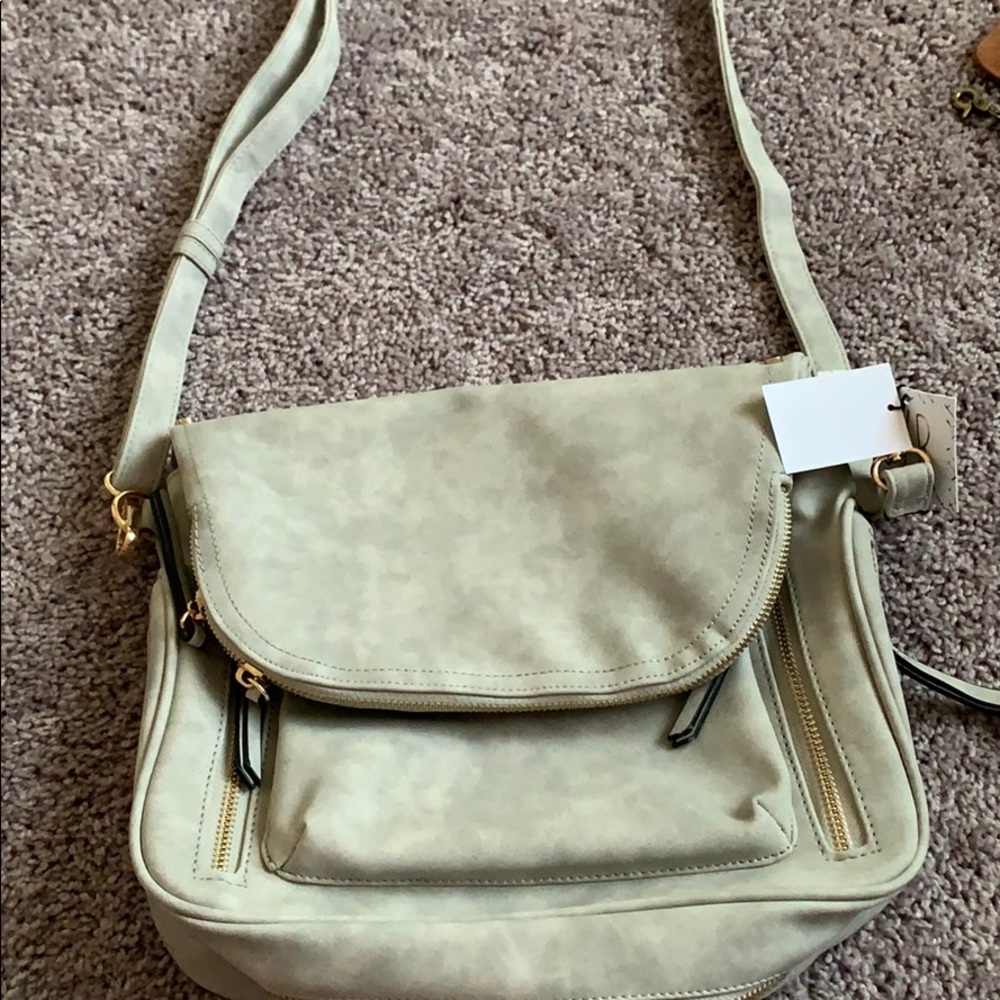 Grey suede crossbody